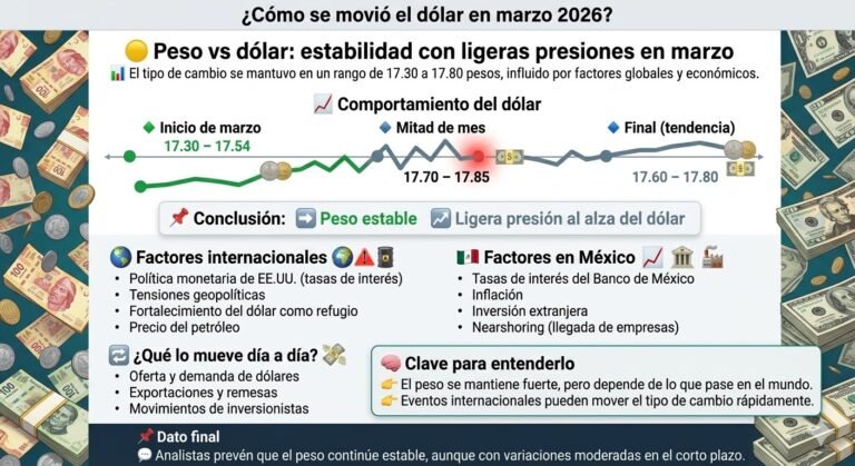 Peso se mantiene estable frente al dólar durante marzo